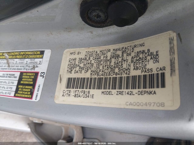 2012 Toyota COROLLA LE photo 9