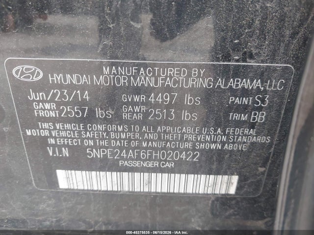 صورة 9 لـ 2015 Hyundai SONATA SE