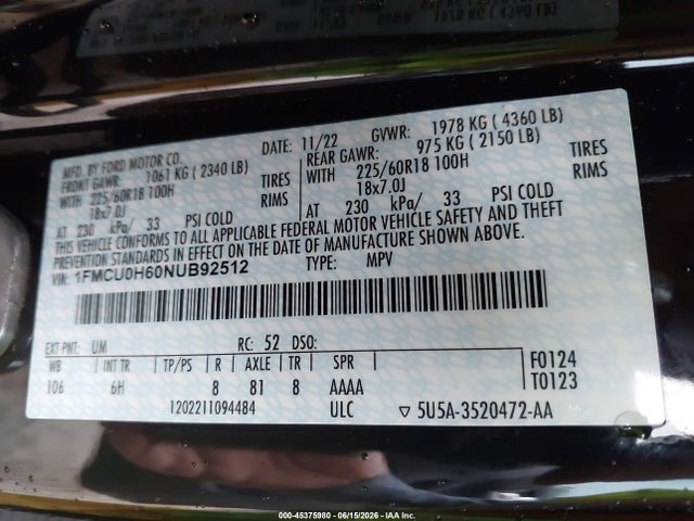 2022 FORD ESCAPE SEL 9