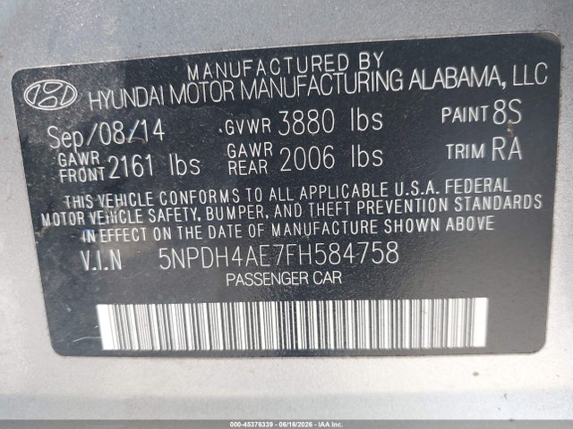 2015 Hyundai ELANTRA SE 照片 9