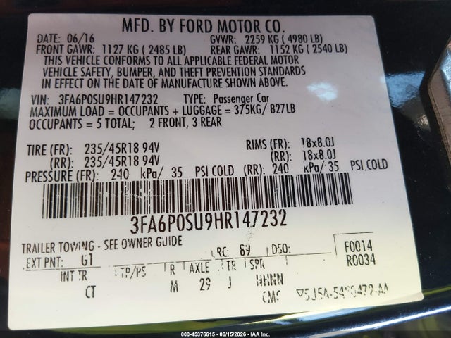 صورة 9 لـ 2017 FORD FUSION ENERGI TITANIUM