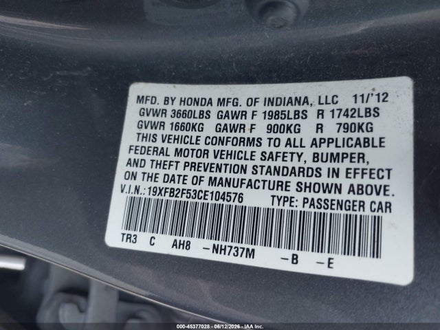 صورة 9 لـ 2012 Honda CIVIC LX