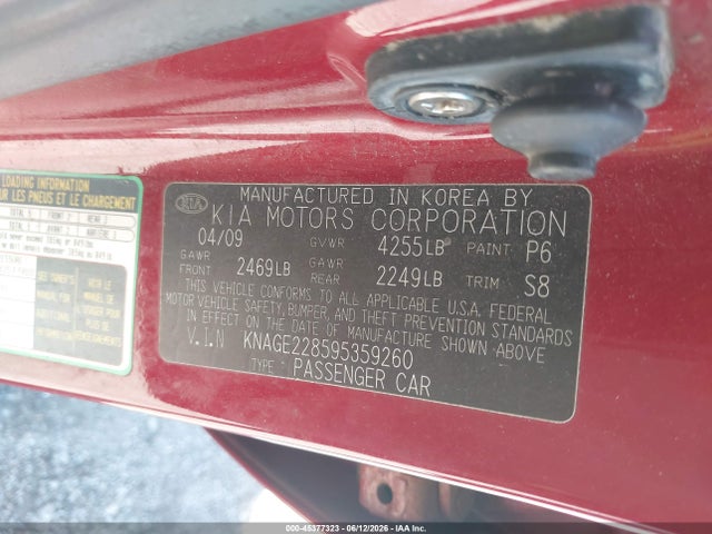 2009 KIA OPTIMA LX photo 9