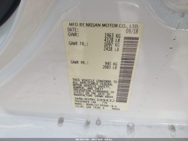2019 NISSAN ALTIMA 2.5 SL 9