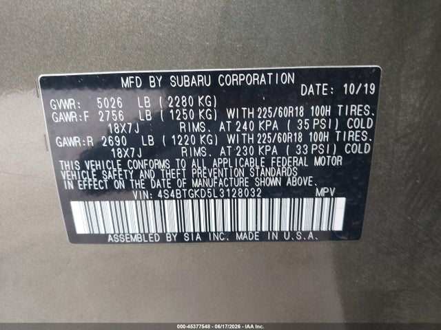 2020 SUBARU OUTBACK ONYX EDITION XT 9