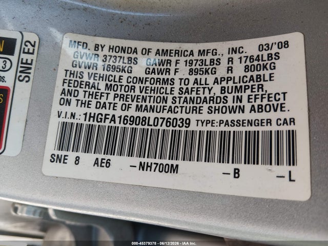 2008 Honda CIVIC EX-L 照片 9