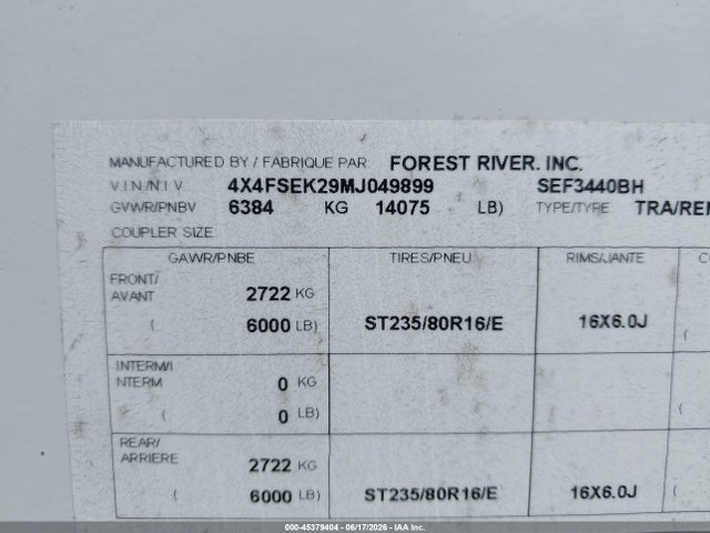 2021 FOREST RIVER OTHER 9
