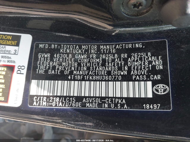2017 Toyota CAMRY XSE 照片 9