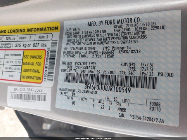 2018 FORD FUSION HYBRID S 照片 9