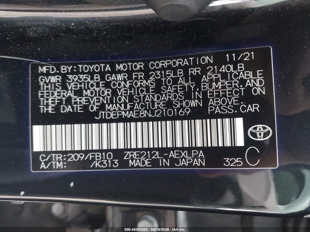 صورة 9 لـ 2022 Toyota COROLLA LE
