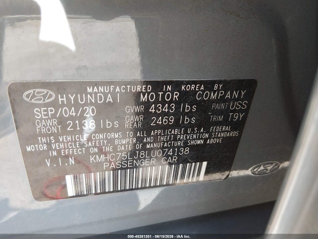 2020 HYUNDAI IONIQ ELECTRIC SE 9