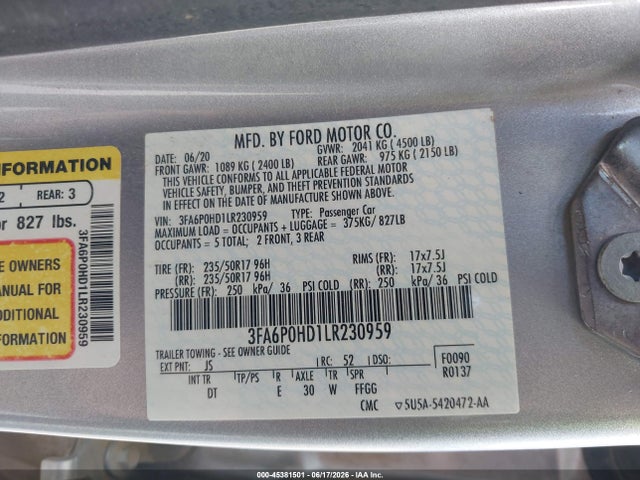 صورة 9 لـ 2020 FORD FUSION SE