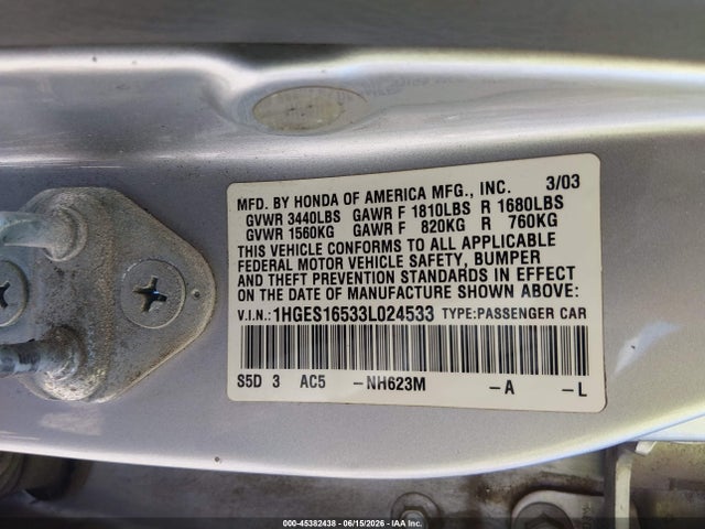 2003 Honda CIVIC LX 照片 9