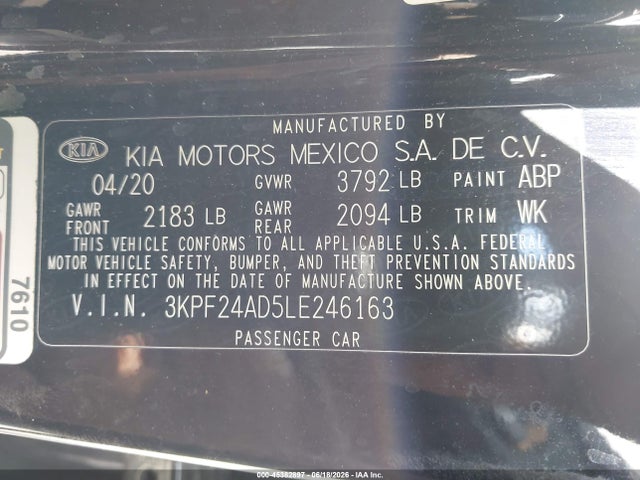 2020 KIA FORTE LXS photo 9