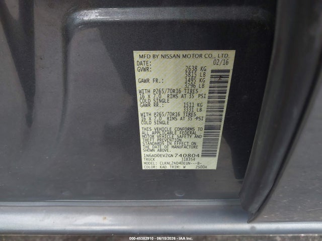 صورة 9 لـ 2016 Nissan FRONTIER PRO-4X/S/SL/SV