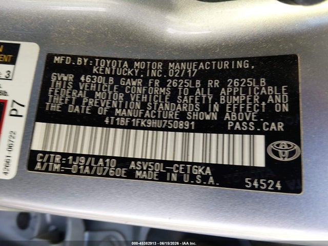2017 Toyota CAMRY XLE 照片 9