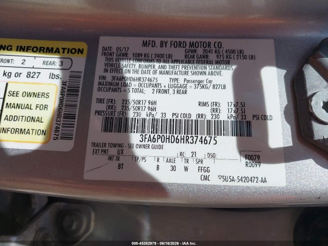 2017 FORD FUSION SE — фото 9