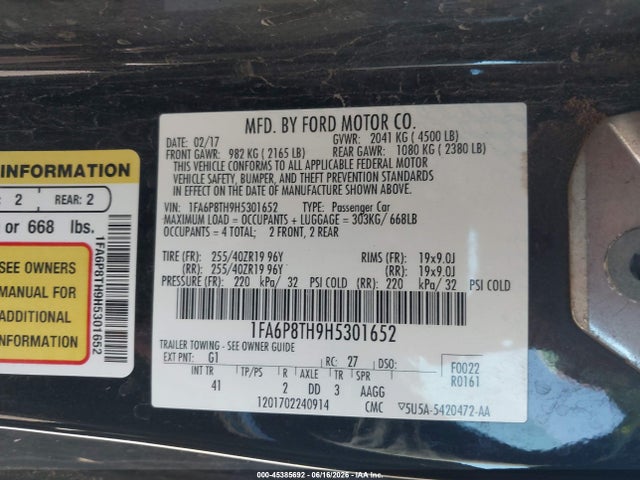 2017 FORD MUSTANG ECOBOOST 照片 9