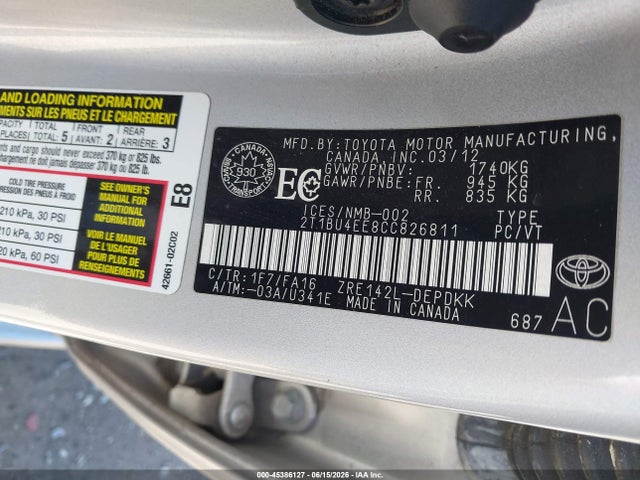 2012 Toyota COROLLA CE photo 9
