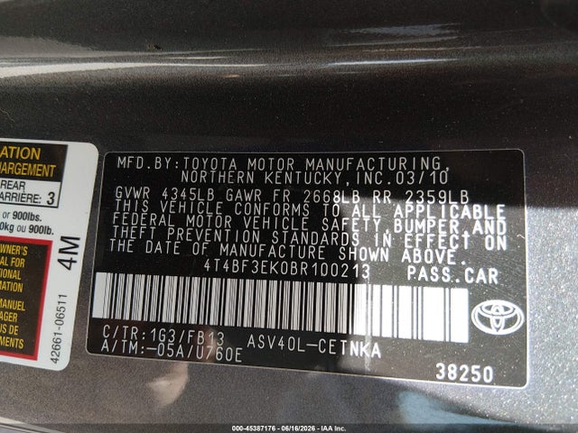 2011 Toyota CAMRY LE — фото 9