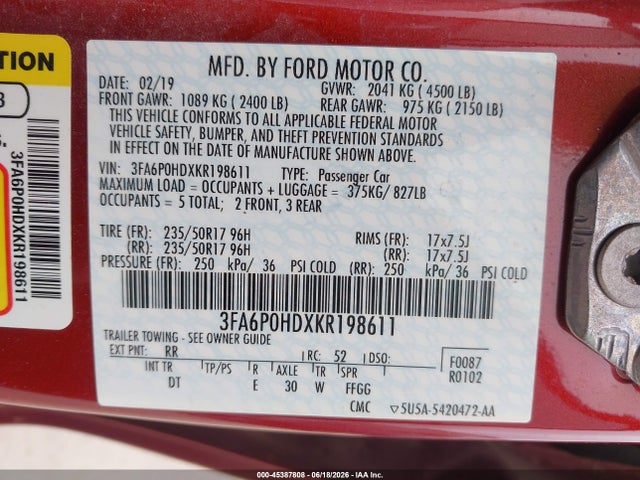 2019 FORD FUSION SE — фото 9