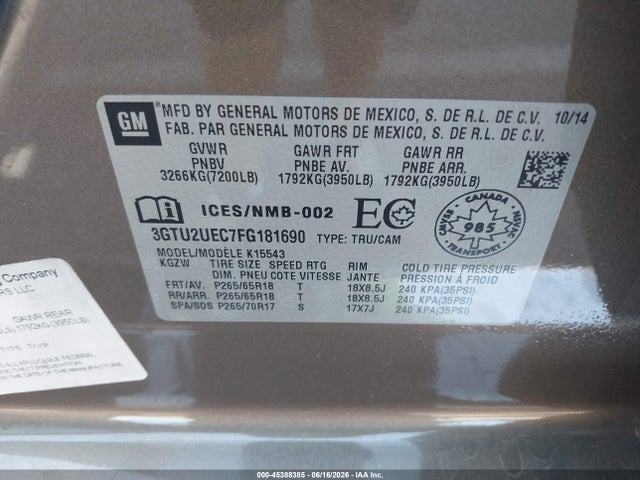 2015 GMC SIERRA 1500 SLE 照片 9