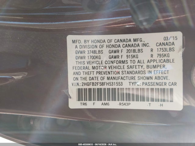 2015 Honda CIVIC LX 照片 9
