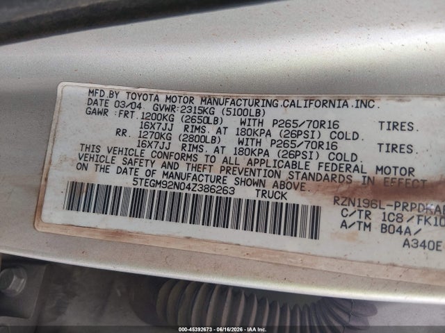 2004 Toyota TACOMA PRERUNNER photo 9