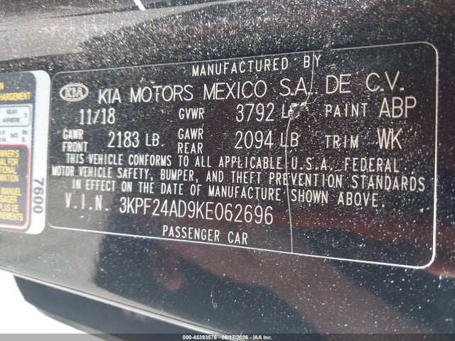 2019 KIA FORTE FE 照片 9