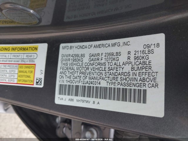 2018 Honda ACCORD LX — фото 9