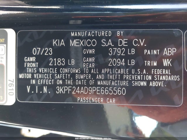2023 KIA FORTE LXS photo 9