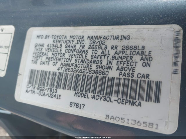 صورة مصغرة 9 لـ 2002 Toyota CAMRY LE