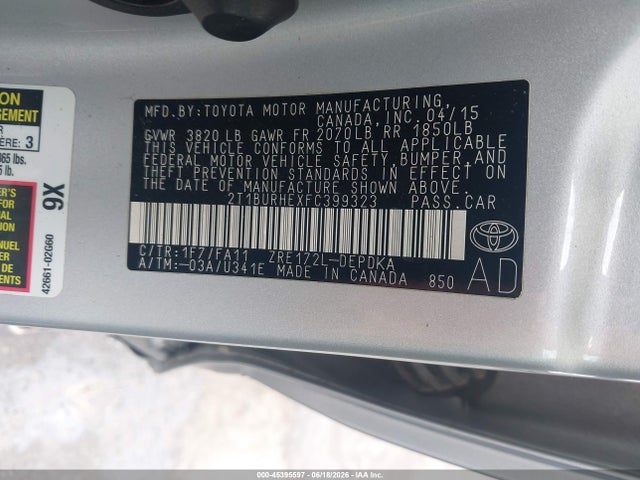 2015 Toyota COROLLA L — фото 9