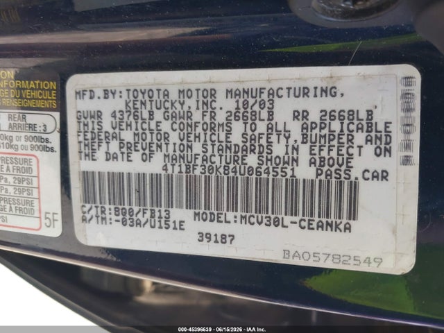 2004 Toyota CAMRY LE V6 照片 9