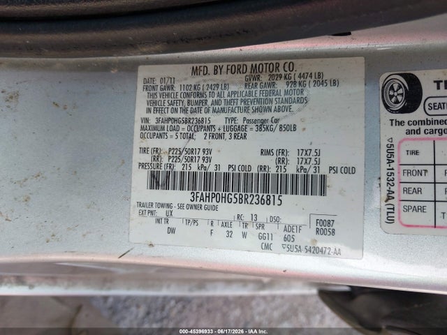 2011 FORD FUSION SE 照片 9