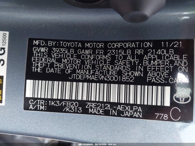 2022 Toyota COROLLA LE 照片 9