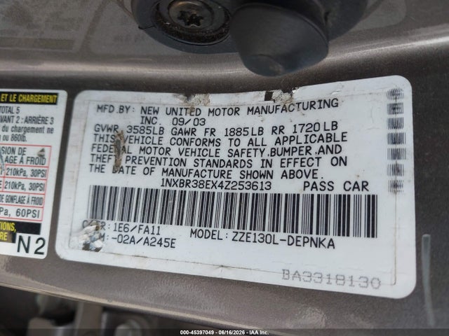صورة 9 لـ 2004 Toyota COROLLA LE