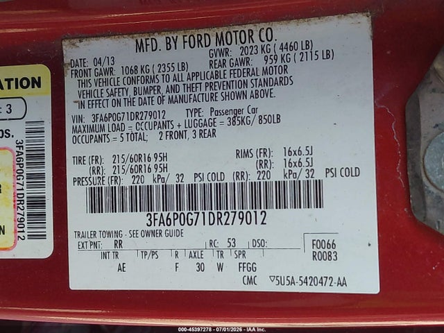 صورة 9 لـ 2013 FORD FUSION S