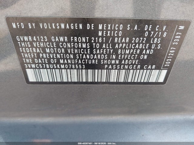 صورة 9 لـ 2019 Volkswagen JETTA 1.4T R-LINE/1.4T S/1.4T SE