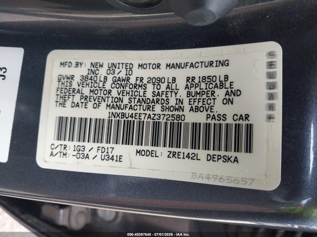 2010 Toyota COROLLA S photo 9