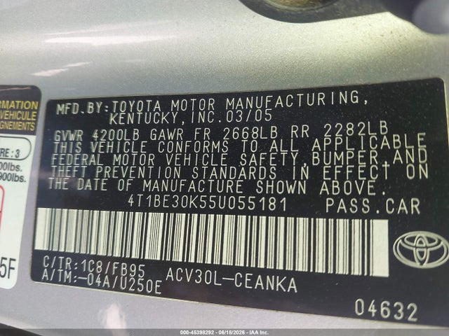 2005 Toyota CAMRY LE photo 9