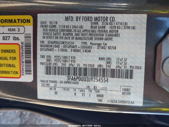 2018 FORD FUSION HYBRID S 照片 9
