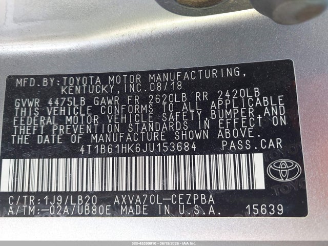 2018 Toyota CAMRY XSE 照片 9