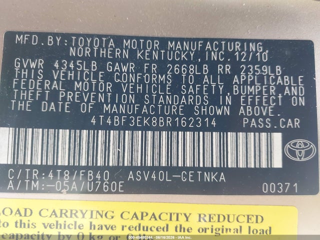 2011 Toyota CAMRY LE 照片 9