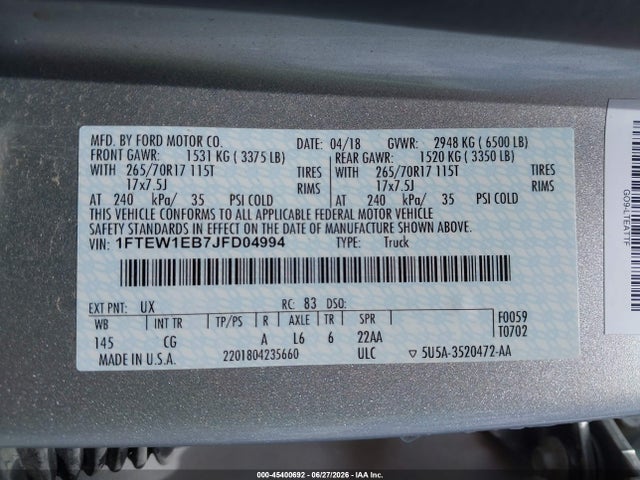 2018 FORD F-150 XL/XLT 照片 9