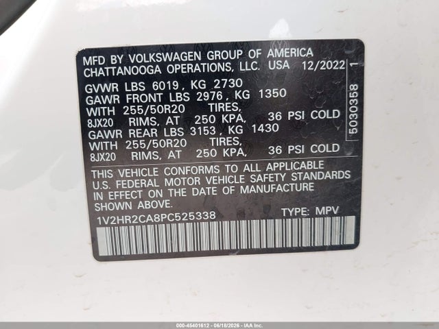 2023 VOLKSWAGEN ATLAS 3.6L V6 SE W/TECHNOLOGY 9