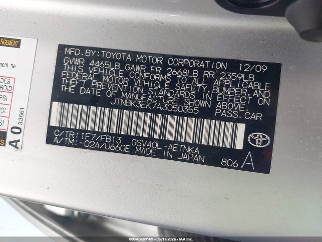 2010 Toyota CAMRY LE V6 photo 9