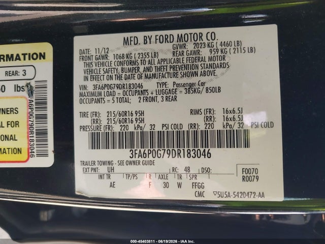 2013 FORD FUSION S 照片 9