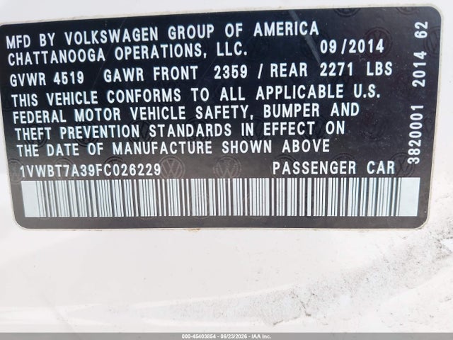 صورة 9 لـ 2015 Volkswagen PASSAT 1.8T SPORT