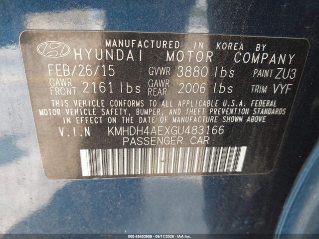 صورة 9 لـ 2016 Hyundai ELANTRA SE